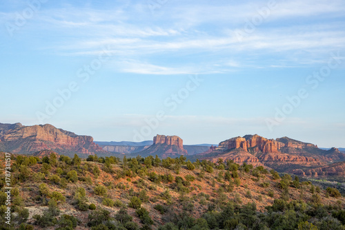 Red Rock high desert landscape in golden hour light