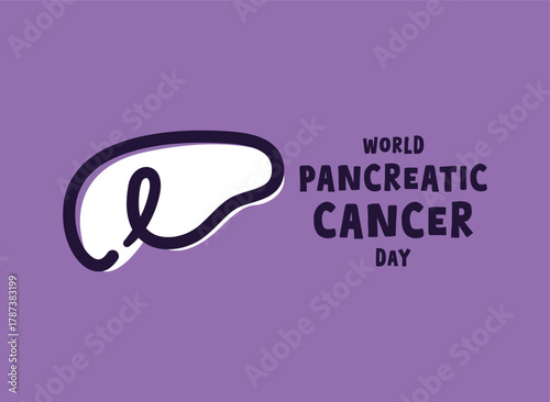 Flat design vector of World Pancreatic Cancer Day. November. Purple background. Banner, card, background.