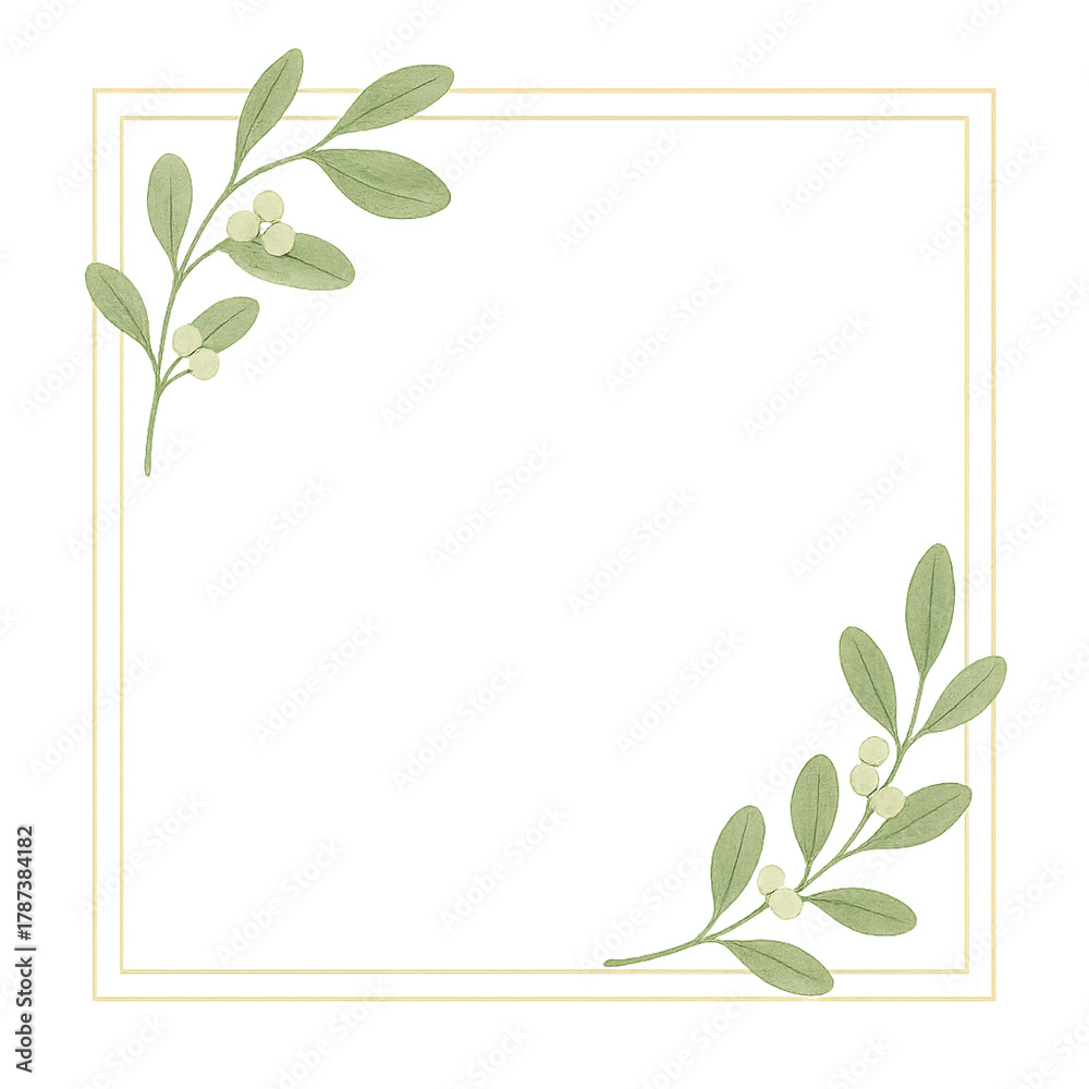 Naklejka premium Minimalist Mistletoe Frame