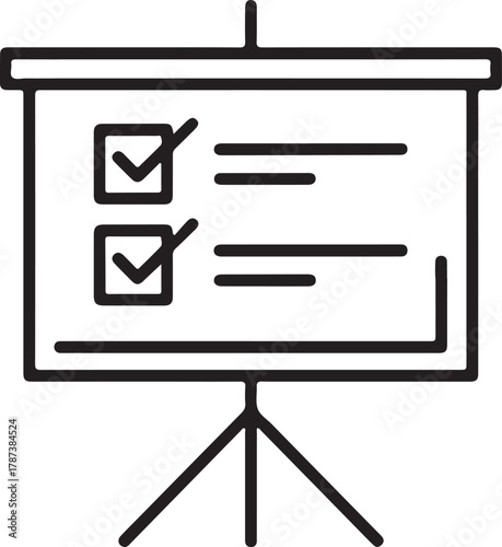 Presentation board with checklist and completed tasks