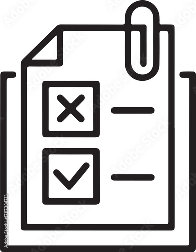 Checklist with marked items and paperclip icon