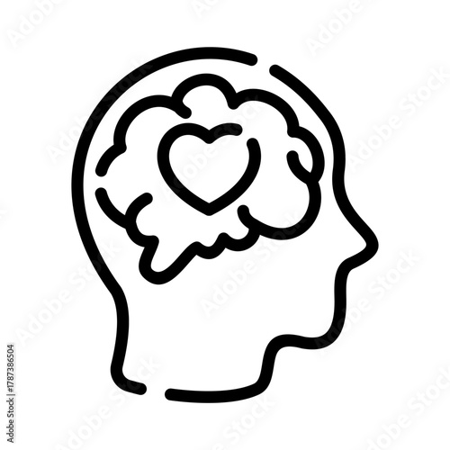 Mental health line icon. Brain health illustration.