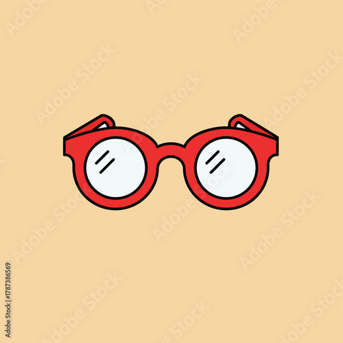 Red framed glasses with round lenses for vision correction and style.