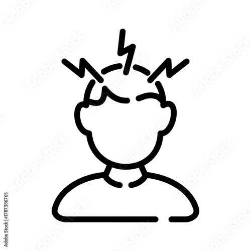 Mental health  line  icon.  Panic attack illustration.