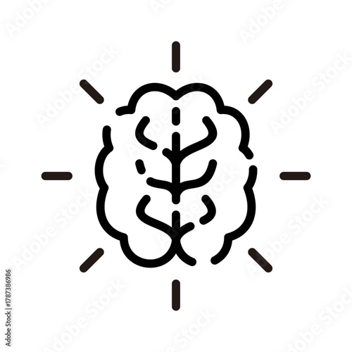 Mental health line icon. Brain illustration.