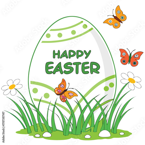 Easter Bunny and Colorful Eggs Vector Illustration – Spring Holiday Design
