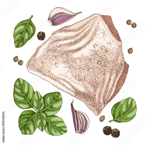 Raw chicken thighs fresh meat vector