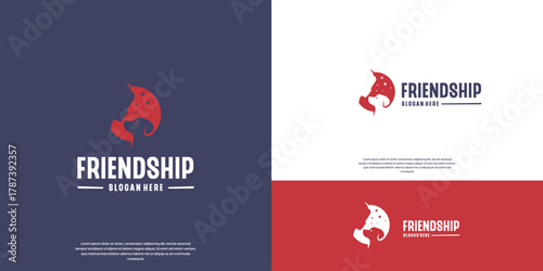 Friendship and loyalty between humans and animals logo, emotional, vector graphic illustration.