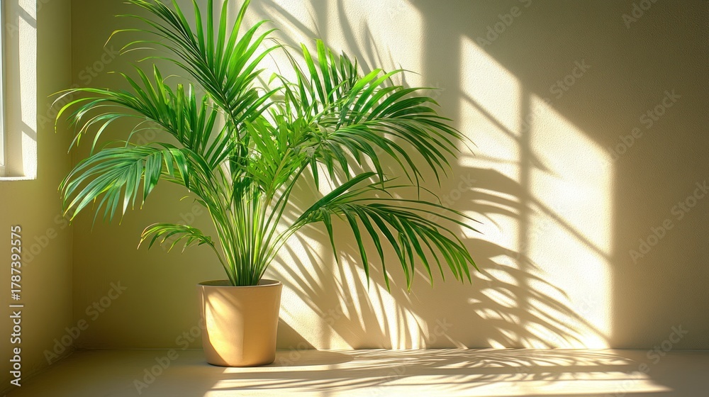 Fototapeta premium Sunlight streams on a palm plant