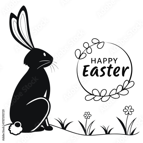 Easter Bunny and Colorful Eggs Vector Illustration – Spring Holiday Design