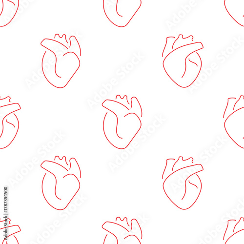 heart organ seamless pattern isolated on transparent background.