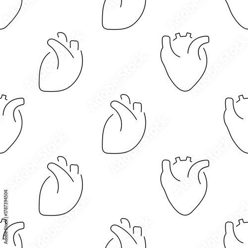 heart organ seamless pattern isolated on transparent background.