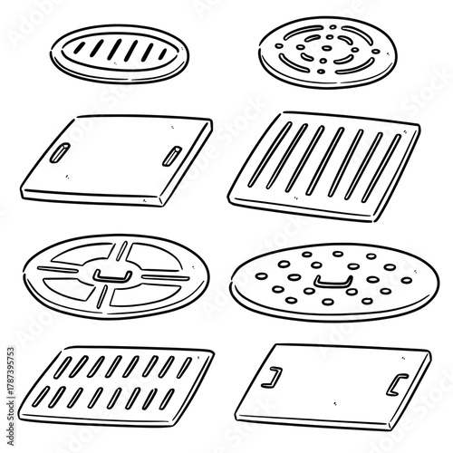 vector set of cover the drain