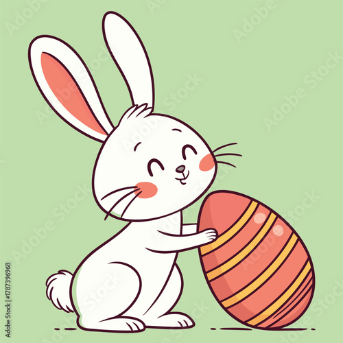 Easter Bunny and Colorful Eggs Vector Illustration – Spring Holiday Design