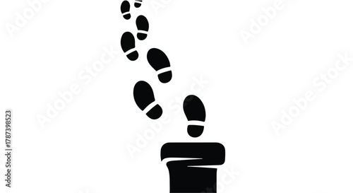 Footprints ascending from a chimney, symbolizing escape and upward movement