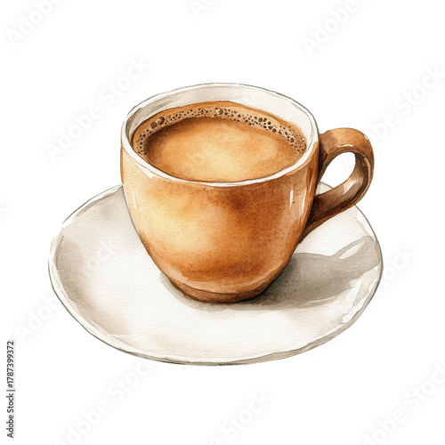 A cup of coffee artful on transparent background