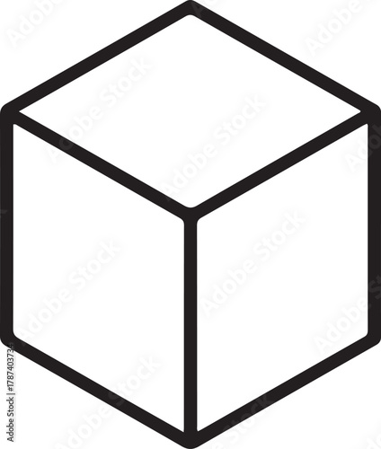 Simple outline of a geometric cube shape on a white background