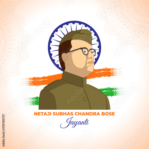 Фотография Vector illustration of Netaji Subhas Chandra Bose Jayanti social media template
