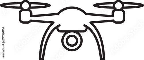 Simple line drawing of a modern drone with camera