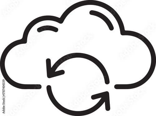 Cloud computing symbol with circular refresh arrows icon