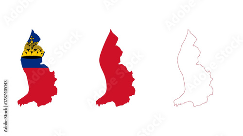 Set of Liechtenstein map isolated on white background, illustration design
