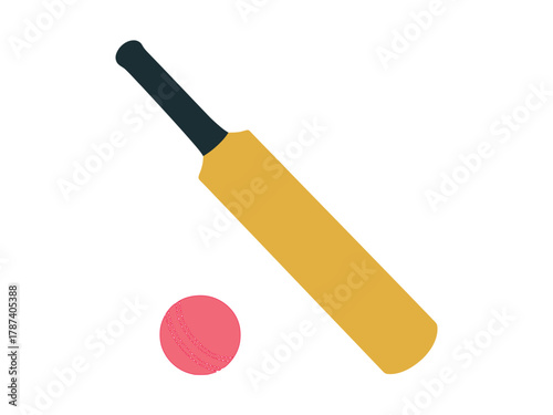 A classic cricket bat and ball illustration, , ideal for sportsthemed designs and educational materials about cricket