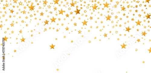 A beautiful and elegant illustration featuring a cascade of golden stars against a clean white background, perfect for celebrations and festive designs.