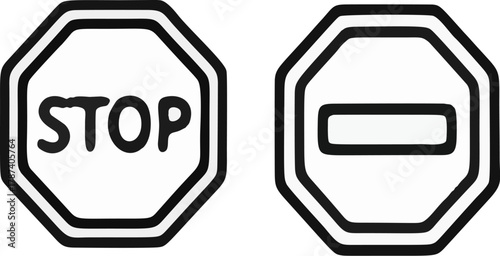 Stop and Do Not Enter Sign Illustrations.