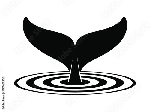 Majestic whale tail diving into the ocean, creating concentric circles in the water a captivating marine life scene