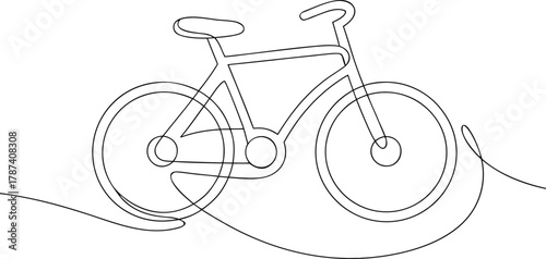 Single line drawing of a bicycle bike cycling