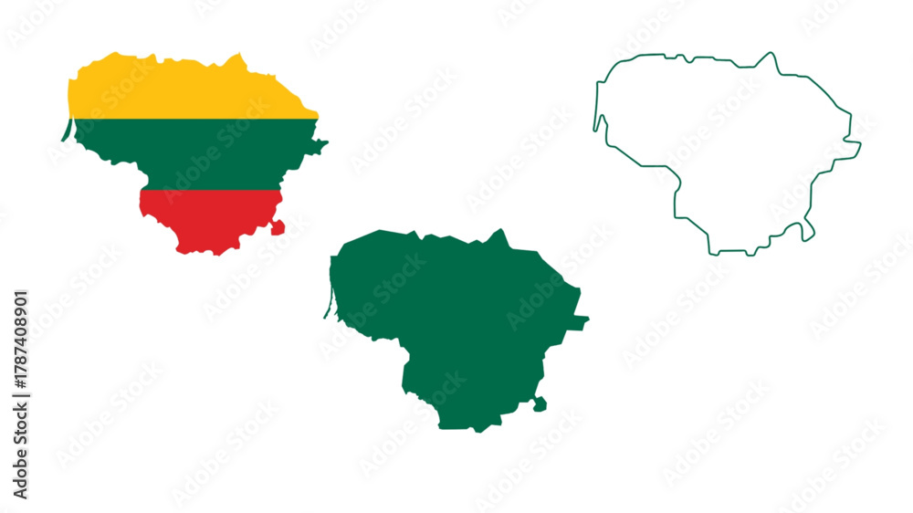 Fototapeta premium Set of Lithuania map isolated on white background, illustration design