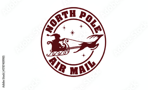 North Pole Air Mail holiday graphic isolated on white