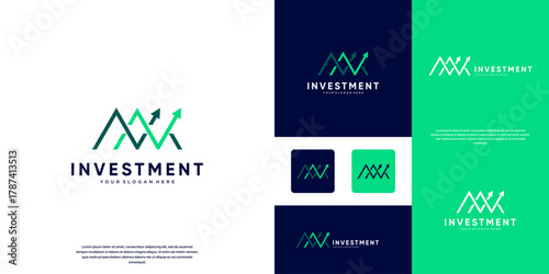 logo with a triangular line art style, investment symbol, global finance, smart income, vector design template.