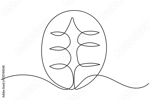 Coffee beans and seeds continuous one line drawing on white background minimalist roasted grain outline vector illustration