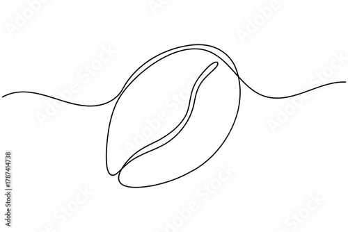 Coffee beans and seeds continuous one line drawing on white background minimalist roasted grain outline vector illustration