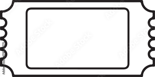 Blank ticket template with perforated edges for events and admission