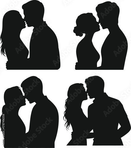 Couple kiss silhouette Bundle love romance