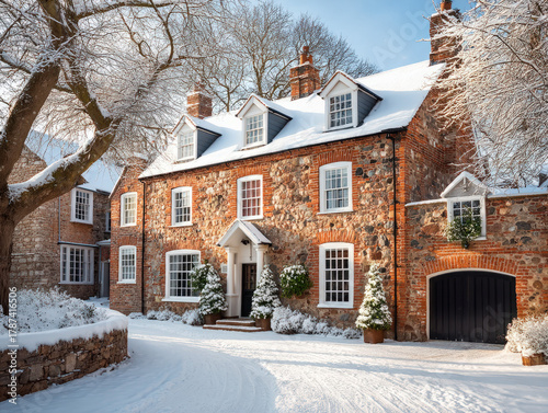 Cottage in the snow in the uk