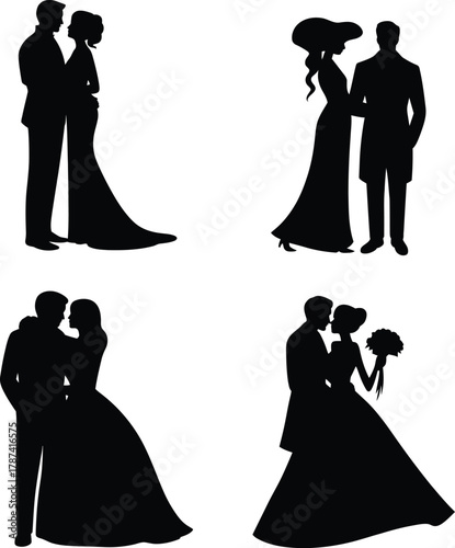Wedding Couple Silhouette Bundle bride groom
