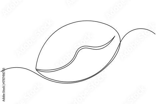 Coffee beans and seeds continuous one line drawing on white background minimalist roasted grain outline vector illustration
