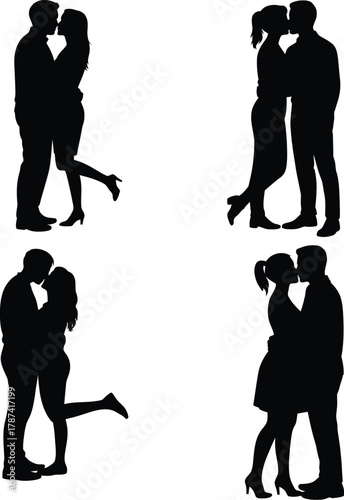 Couple kissing silhouette bundle love romance