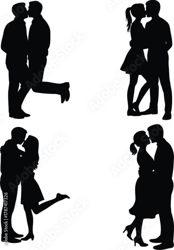 Couples kissing silhouette Bundle love romance