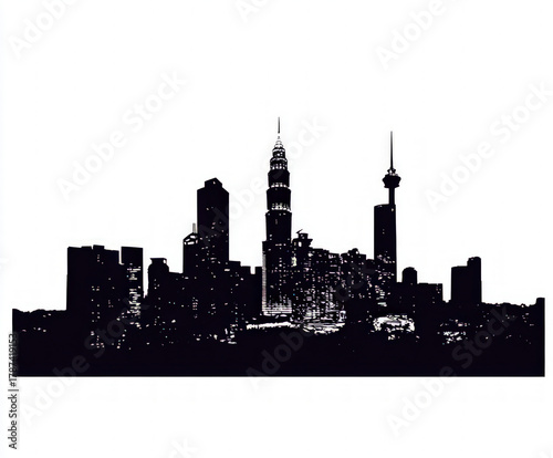 city silhouette , black and...