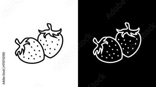 Strawberry  White Icon Set Design