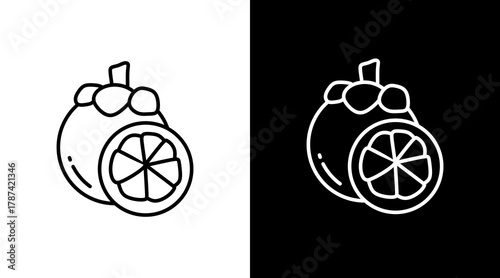 Mangosteen  White Icon Set Design