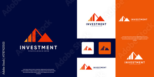 triangular mountain statistical diagram logo, growth investment, creative illustration design.