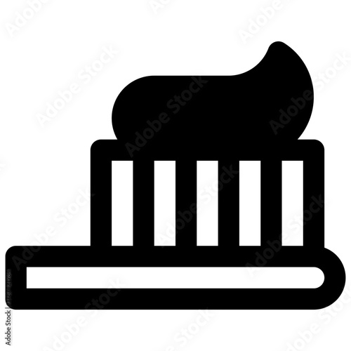 Brush teeth. Outlined stroke vector icon with black-filled details.