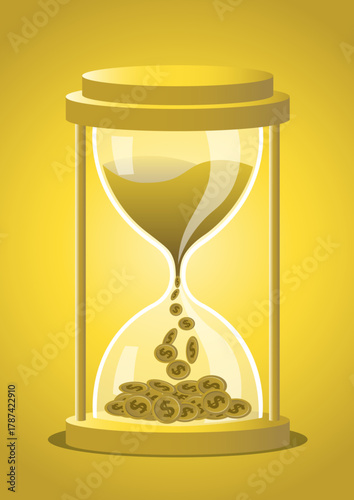 Time is Money—Hourglass with Coins Illustration