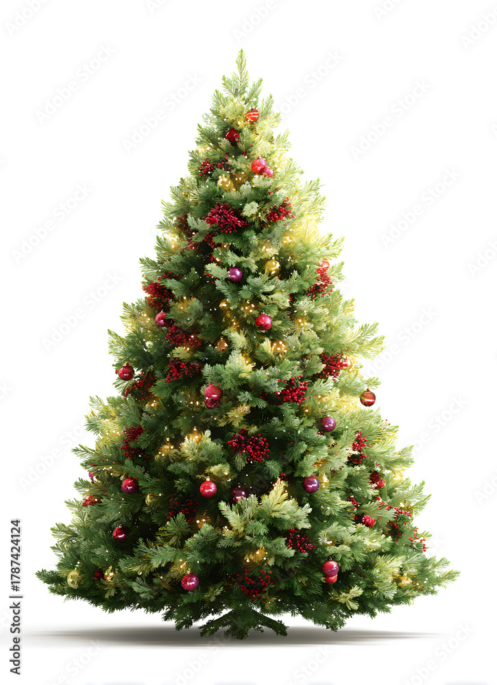 Fototapeta premium Beautiful christmas tree isolated on white background