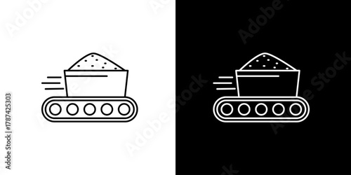 Conveyor Belt with Material Outline Icon for Industry and Transportation